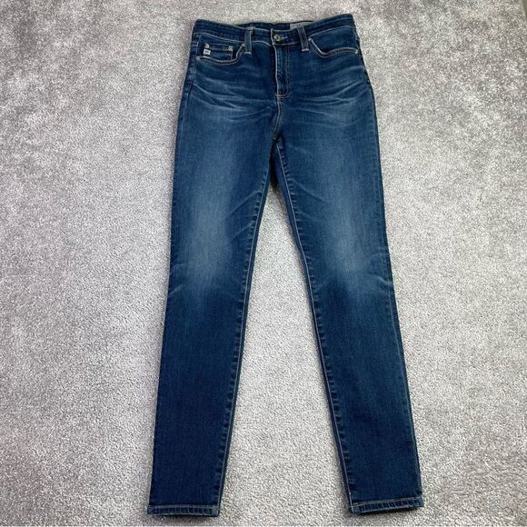 Ag Adriano Goldschmied Mila Jeans Women’s 27 Blue Skinny Ankle High Rise Dark - Picture 1 of 13